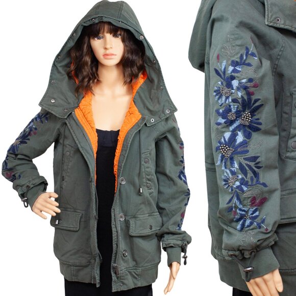 Free People Embroidered Green Jacket XS - Picture 2 of 9